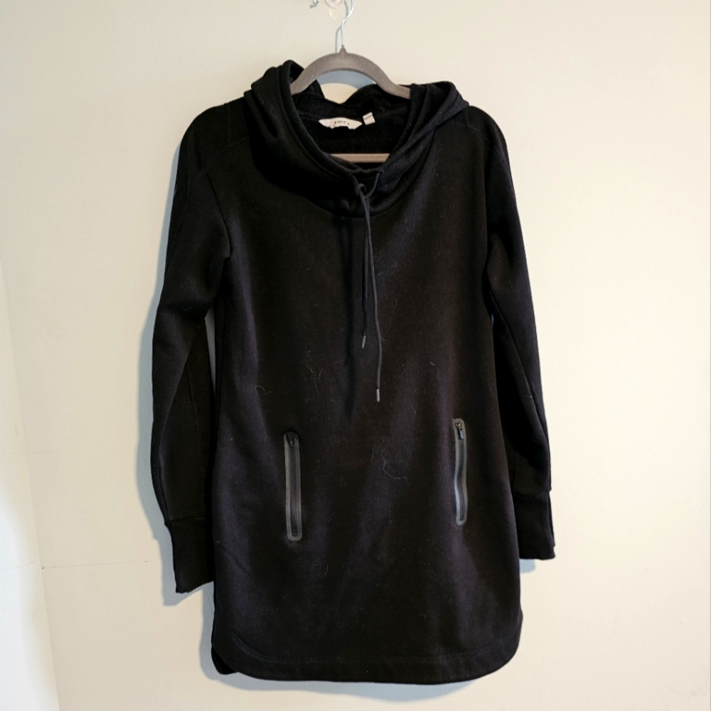 Athleta Black Hoodie Sweatshirt Dress | Small